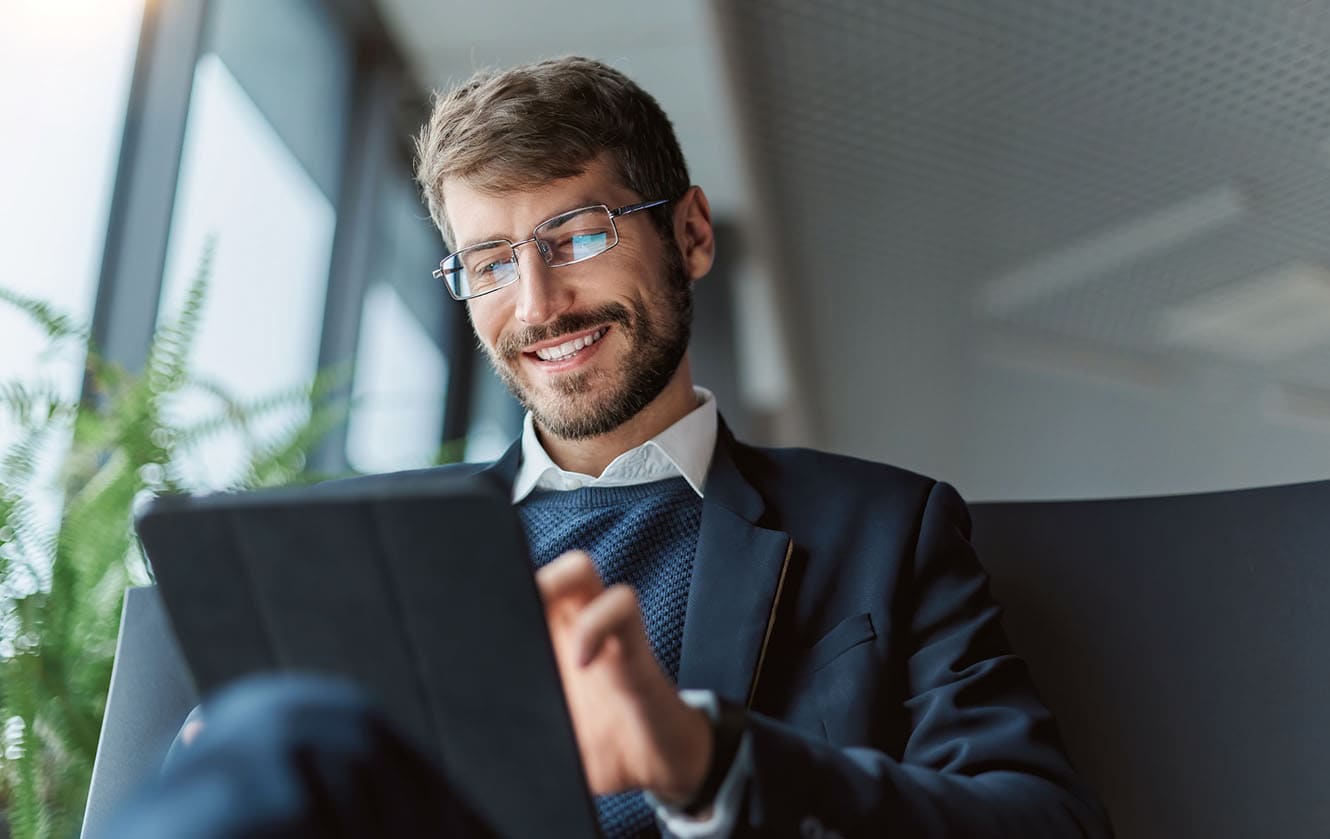 Photo of a male during a meeting